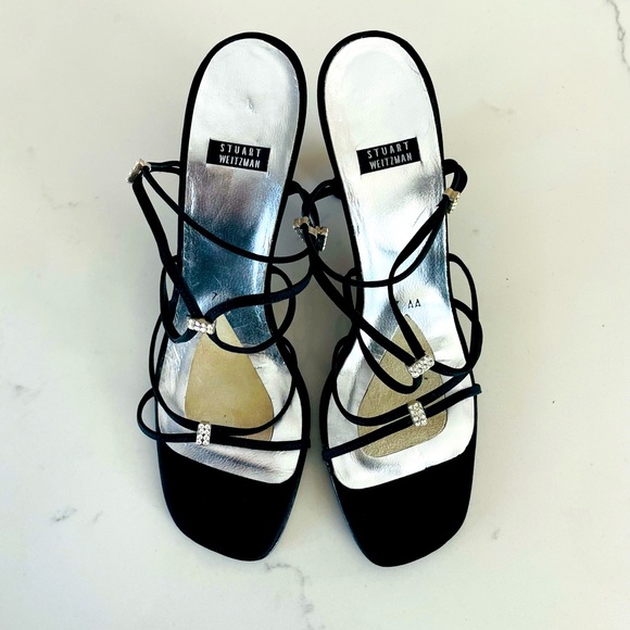Stuart Weitzman | Strappy Heels w/ Rhinestone Detail - Picture 4 of 13